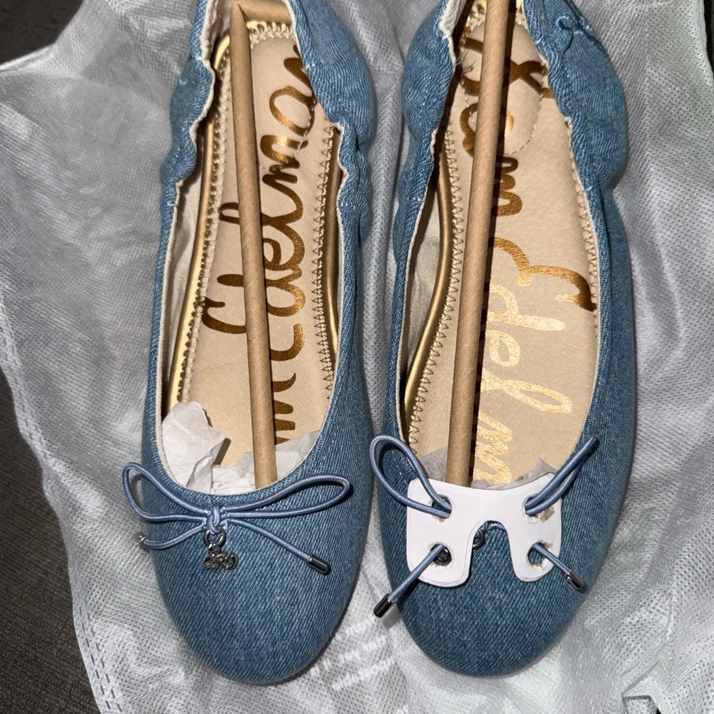 Sam Edelman Light Blue Kids Flats with Bow